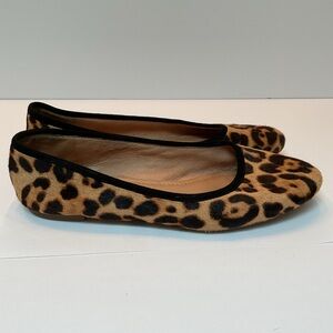 Madewell The Reid Ballet Flat in Leopard Calf Hair Black Brown Tan Cheetah 7.5